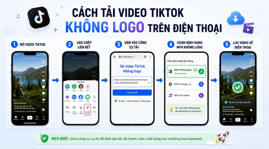 Cách tải video TikTok không logo trên điện thoại